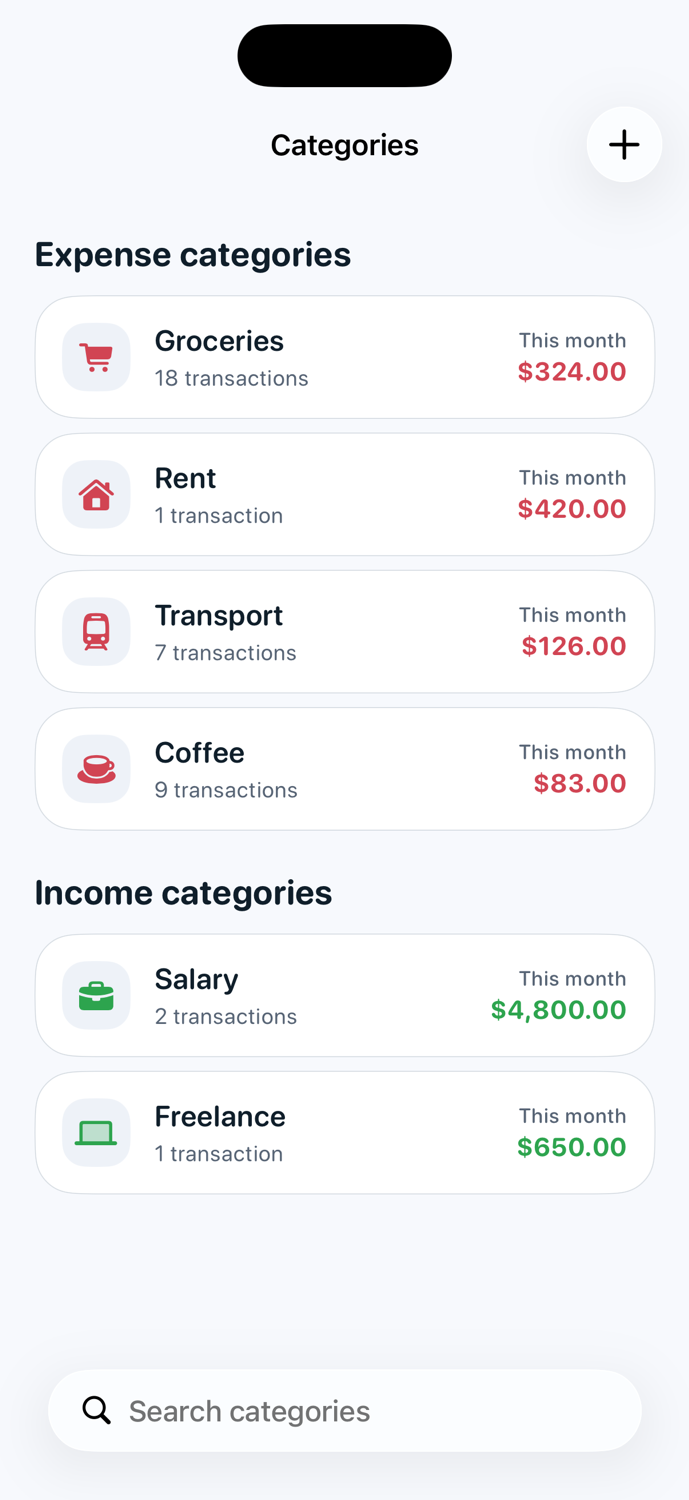Budge categories tab screenshot